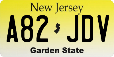 NJ license plate A82JDV