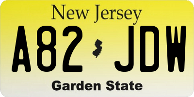 NJ license plate A82JDW