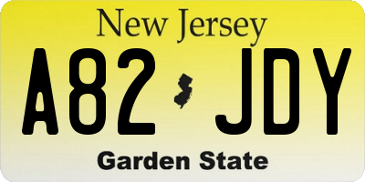NJ license plate A82JDY