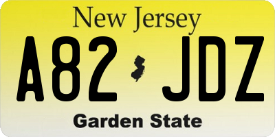 NJ license plate A82JDZ