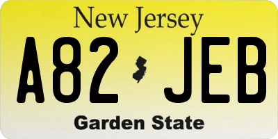 NJ license plate A82JEB