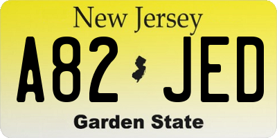 NJ license plate A82JED