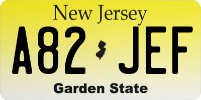 NJ license plate A82JEF