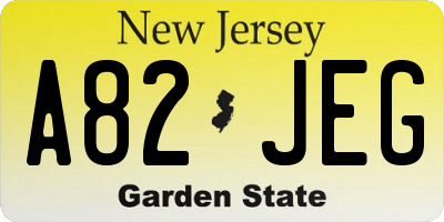 NJ license plate A82JEG