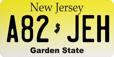 NJ license plate A82JEH