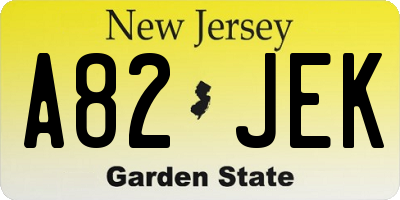 NJ license plate A82JEK