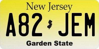 NJ license plate A82JEM