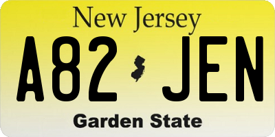 NJ license plate A82JEN