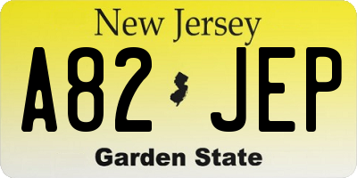 NJ license plate A82JEP