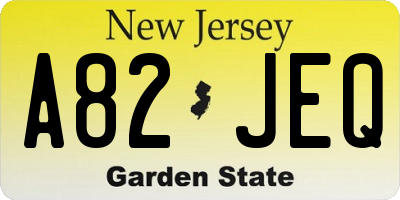 NJ license plate A82JEQ