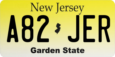 NJ license plate A82JER