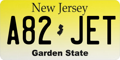 NJ license plate A82JET