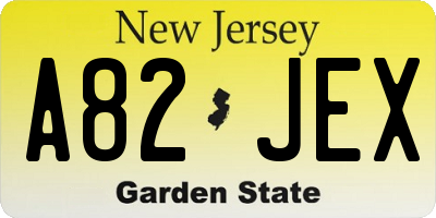 NJ license plate A82JEX