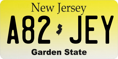 NJ license plate A82JEY