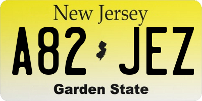 NJ license plate A82JEZ