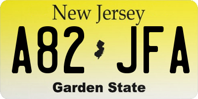 NJ license plate A82JFA
