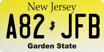 NJ license plate A82JFB