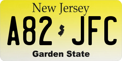 NJ license plate A82JFC