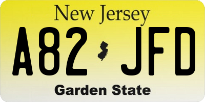 NJ license plate A82JFD