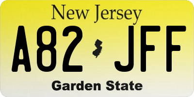 NJ license plate A82JFF