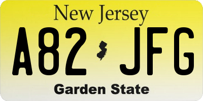 NJ license plate A82JFG