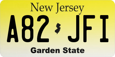 NJ license plate A82JFI