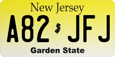 NJ license plate A82JFJ