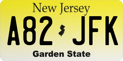 NJ license plate A82JFK