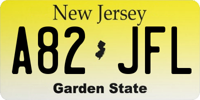 NJ license plate A82JFL