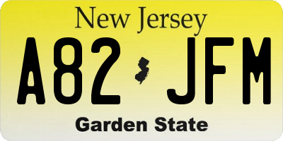 NJ license plate A82JFM