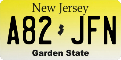 NJ license plate A82JFN