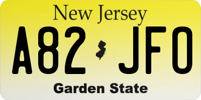 NJ license plate A82JFO