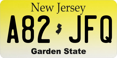 NJ license plate A82JFQ