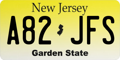 NJ license plate A82JFS