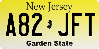 NJ license plate A82JFT