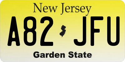 NJ license plate A82JFU