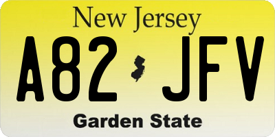 NJ license plate A82JFV