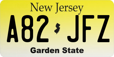 NJ license plate A82JFZ