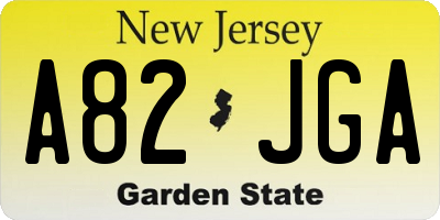 NJ license plate A82JGA