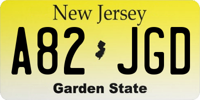 NJ license plate A82JGD