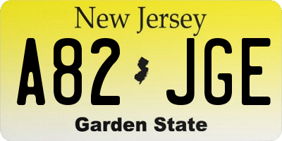 NJ license plate A82JGE