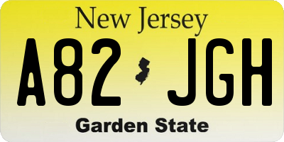 NJ license plate A82JGH