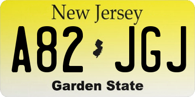 NJ license plate A82JGJ