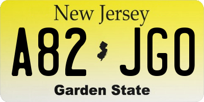NJ license plate A82JGO