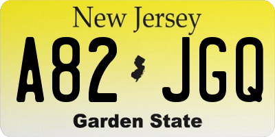 NJ license plate A82JGQ