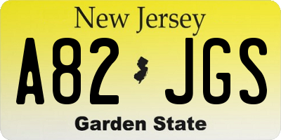NJ license plate A82JGS