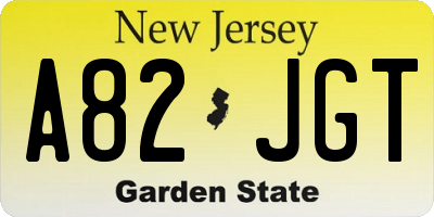 NJ license plate A82JGT
