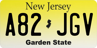 NJ license plate A82JGV