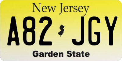NJ license plate A82JGY