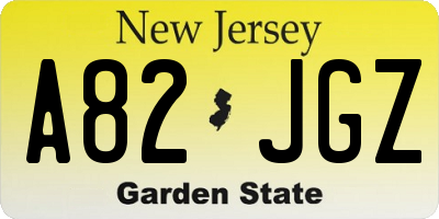 NJ license plate A82JGZ